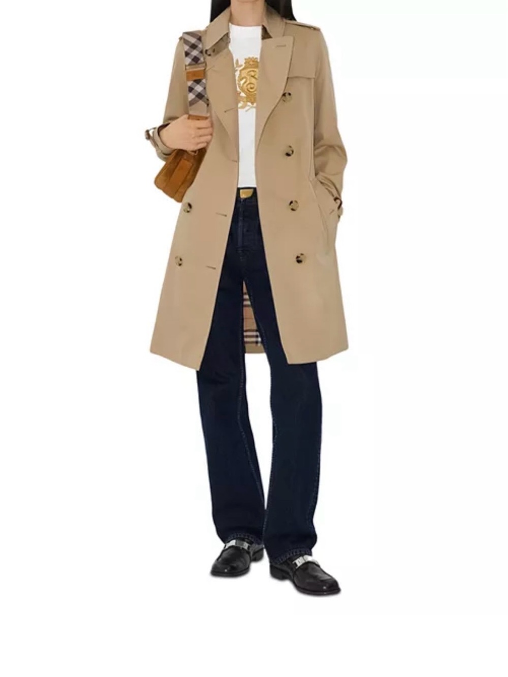 Burberry Kensington Heritage Mid Length Trench Coat Beige size 4